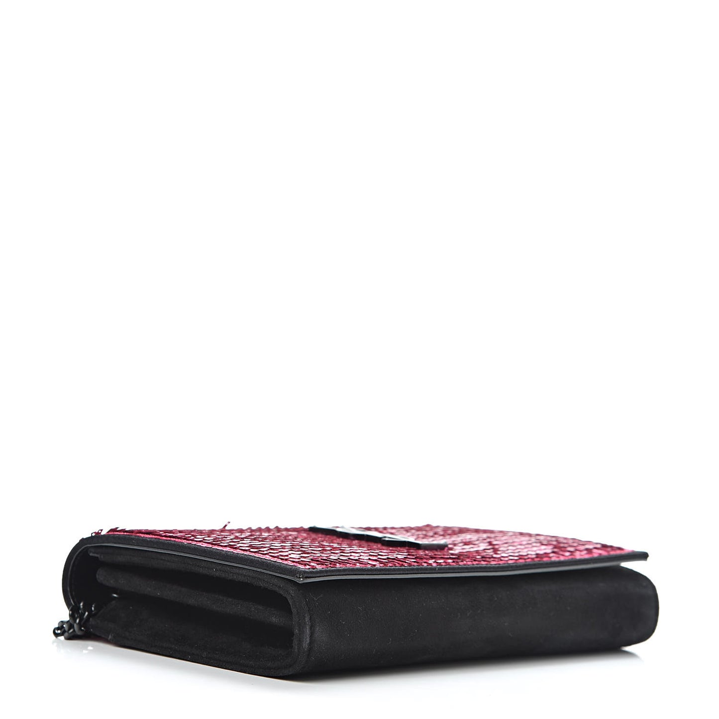 Paillette Suede Monogram Kate Chain Wallet Pink Black
