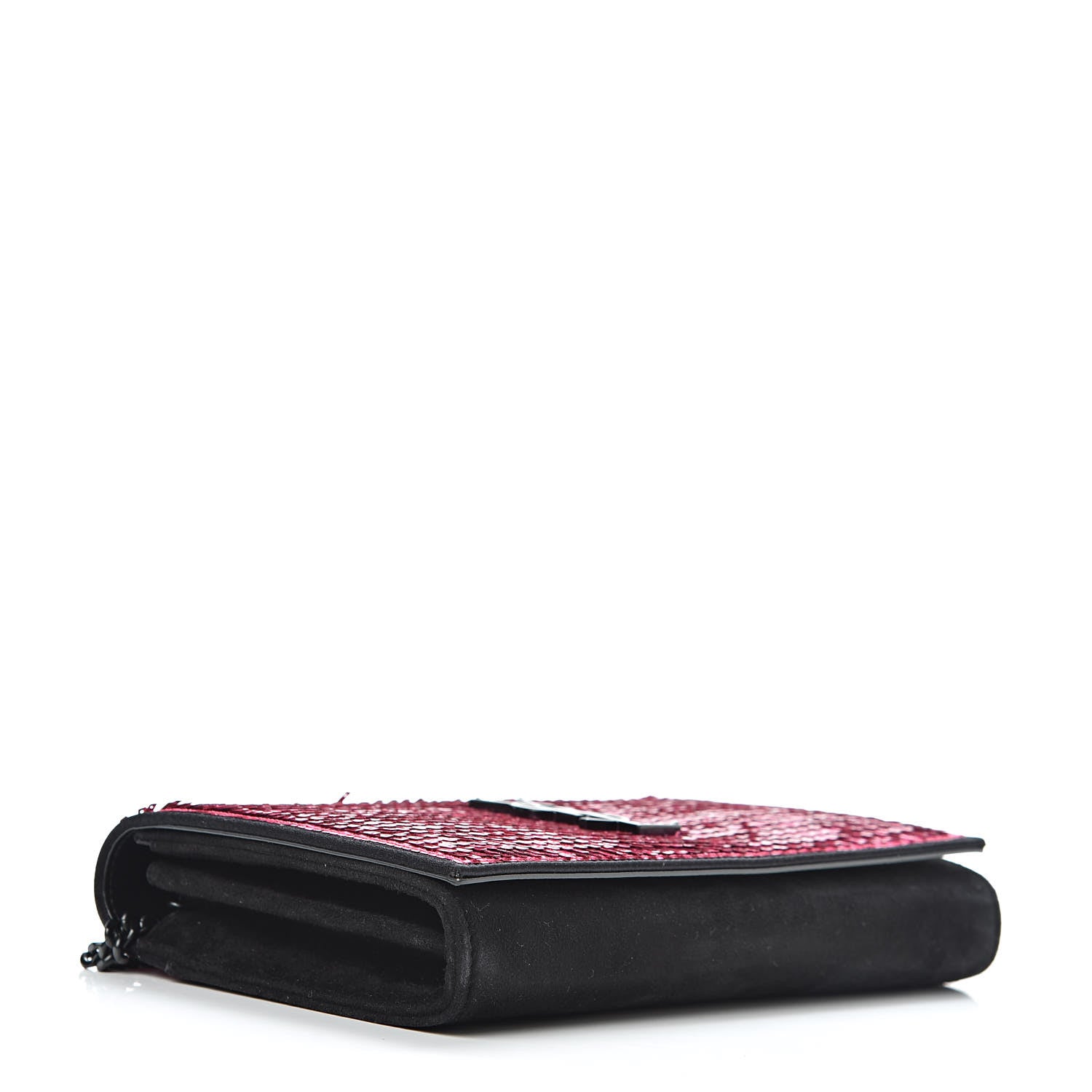 Saint Laurent Paillette Suede Monogram Kate Chain Wallet Pink Black 4 of 10
