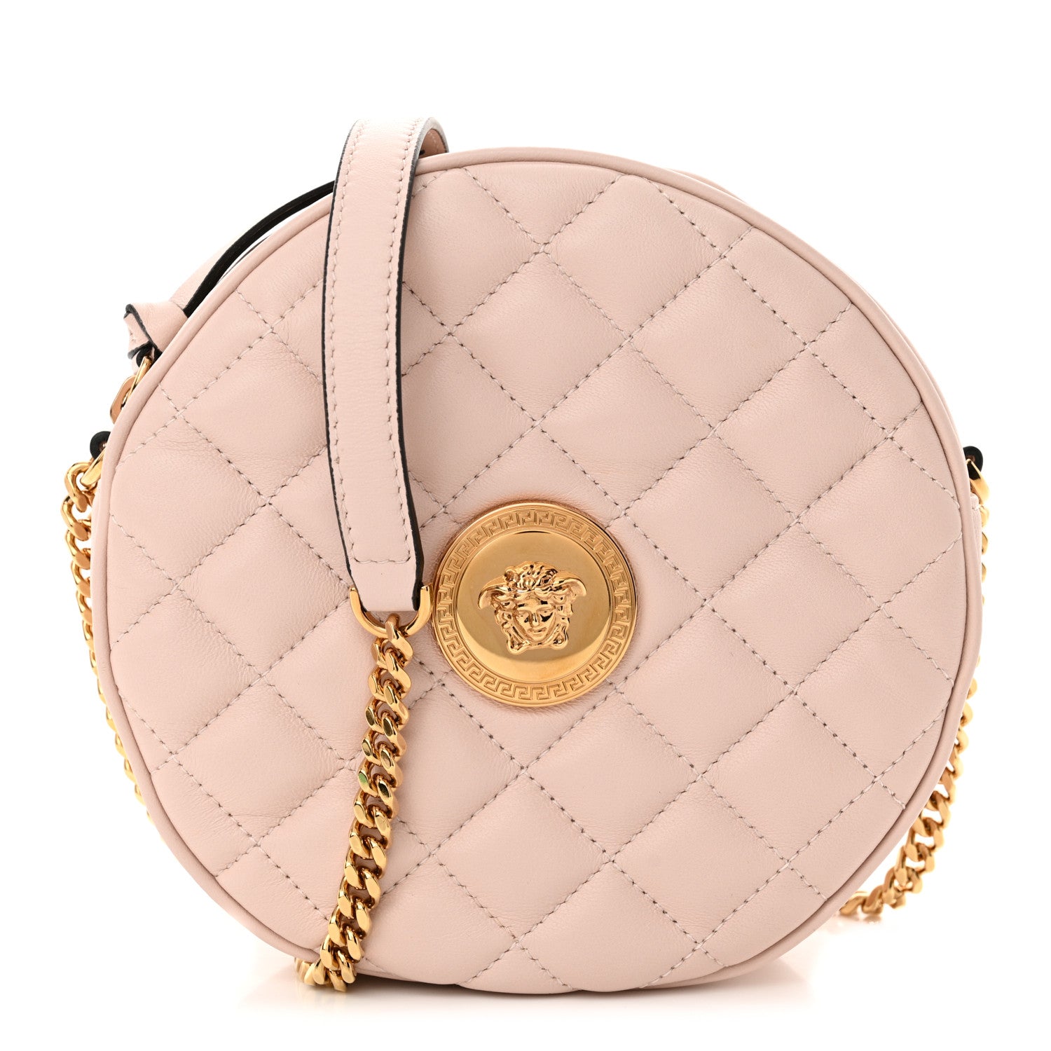 Versace Nappa Quilted La Medusa Round Camera Bag Light Pink 1 of 10