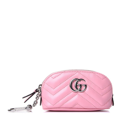 Gucci Calfskin Matelasse GG Marmont Key Pouch Wild Rose 1 of 7