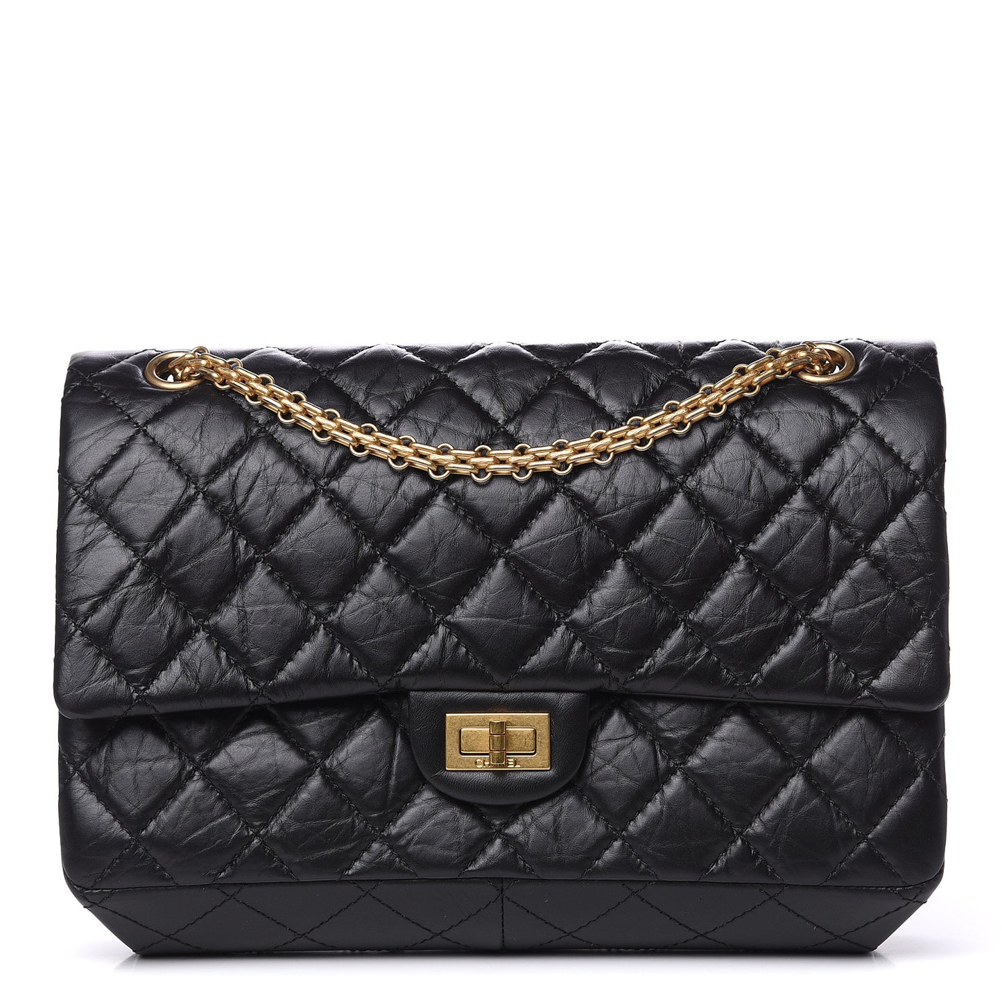 Aged Calfskin Quilted 2.55 Reissue 226 Flap Black