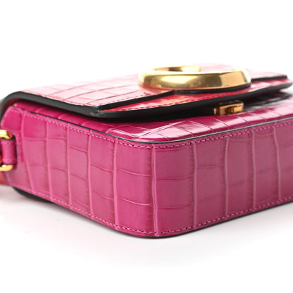 Chloe Calfskin Crocodile Embossed Mini C Double Carry Graphic Pink 6 of 10