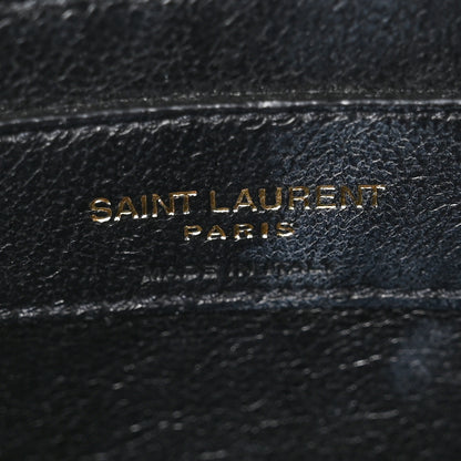 Saint Laurent Shiny Calfskin Crocodile Embossed Small Manhattan Baguette Black 6 of 10