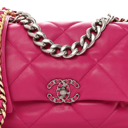 Chanel Lambskin Quilted Large Chanel 19 Flap Dark Pink 9 of 10