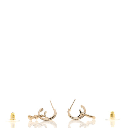 Chanel Crystal CC Double Hoop Earrings Gold 3 of 5