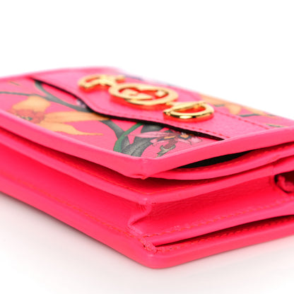Gucci Calfskin Flora Print Zumi Card Case Fuxia Fluo 9 of 10
