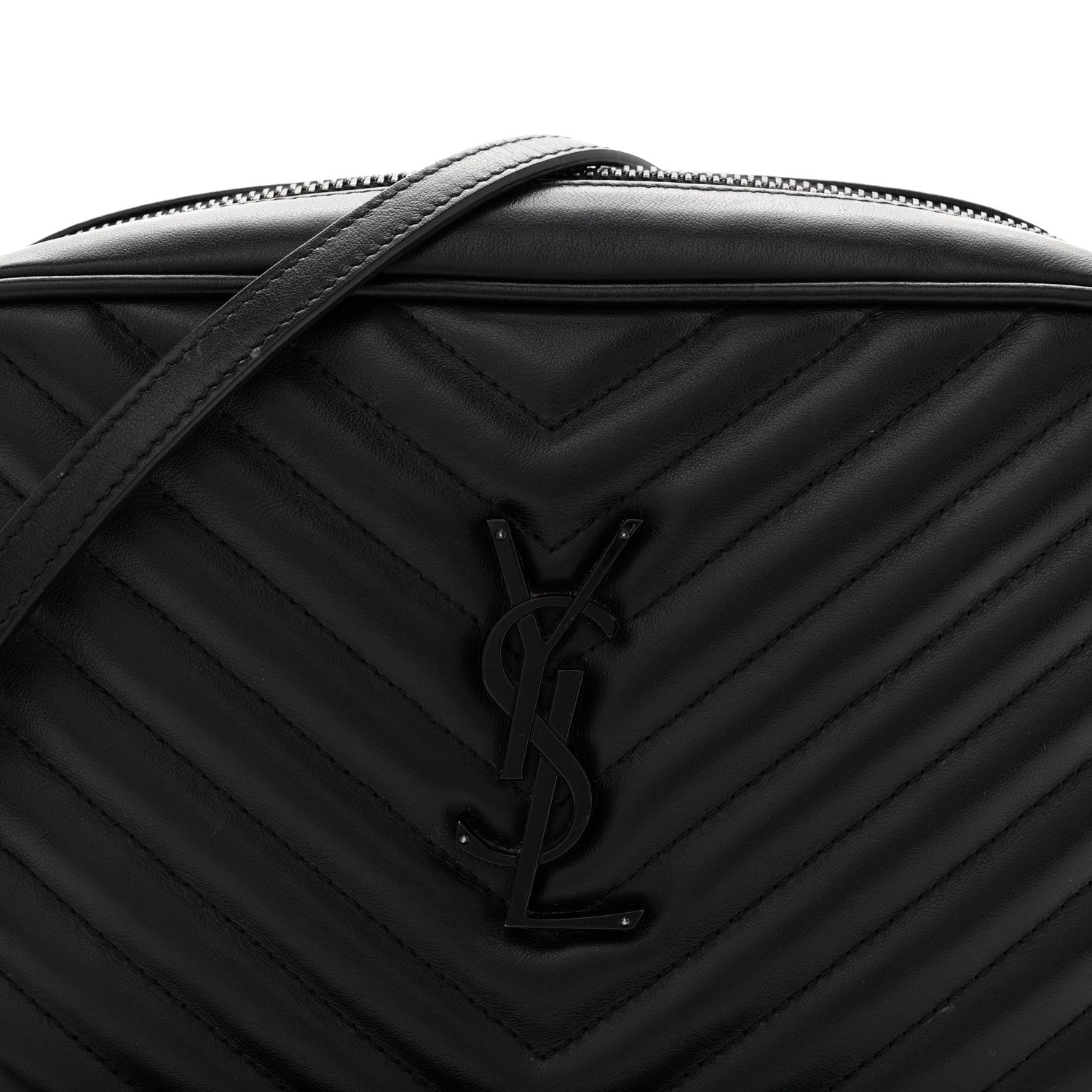 Saint Laurent Calfskin Matelasse Monogram Monochrome Lou Camera Bag Black 7 of 11