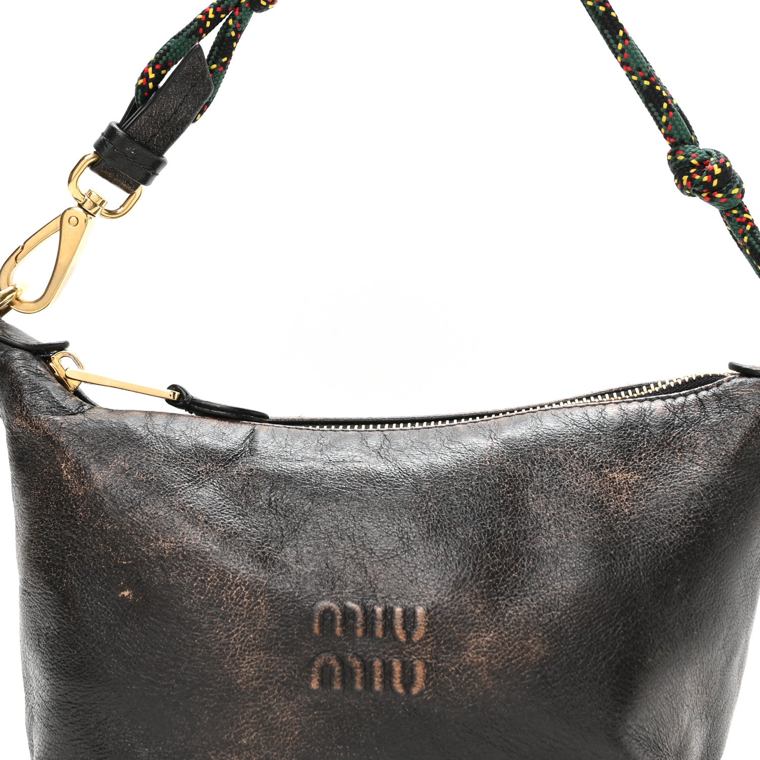 Miu Miu Nappa Old Pouch Bag Caffe Verde 7 of 9