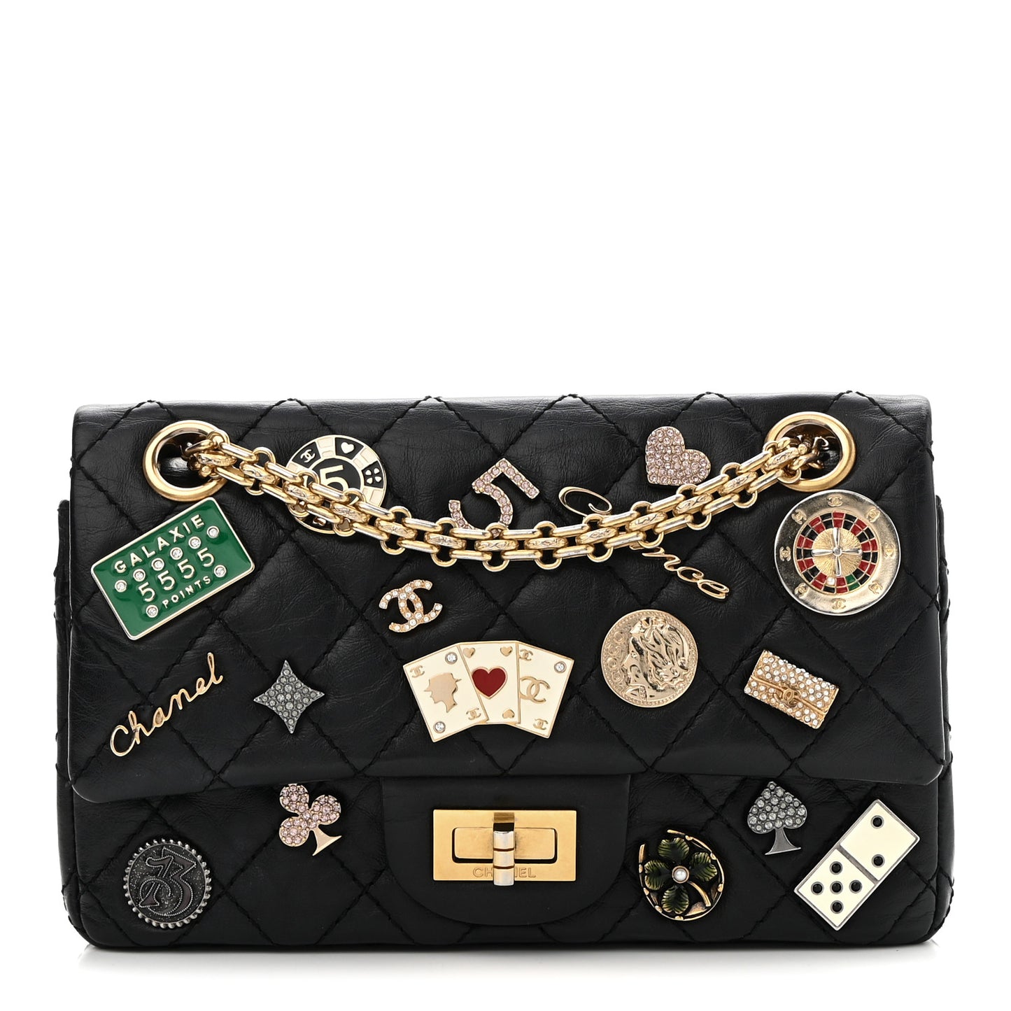 Aged Calfskin Lucky Charms 2.55 Reissue 224 Flap Black