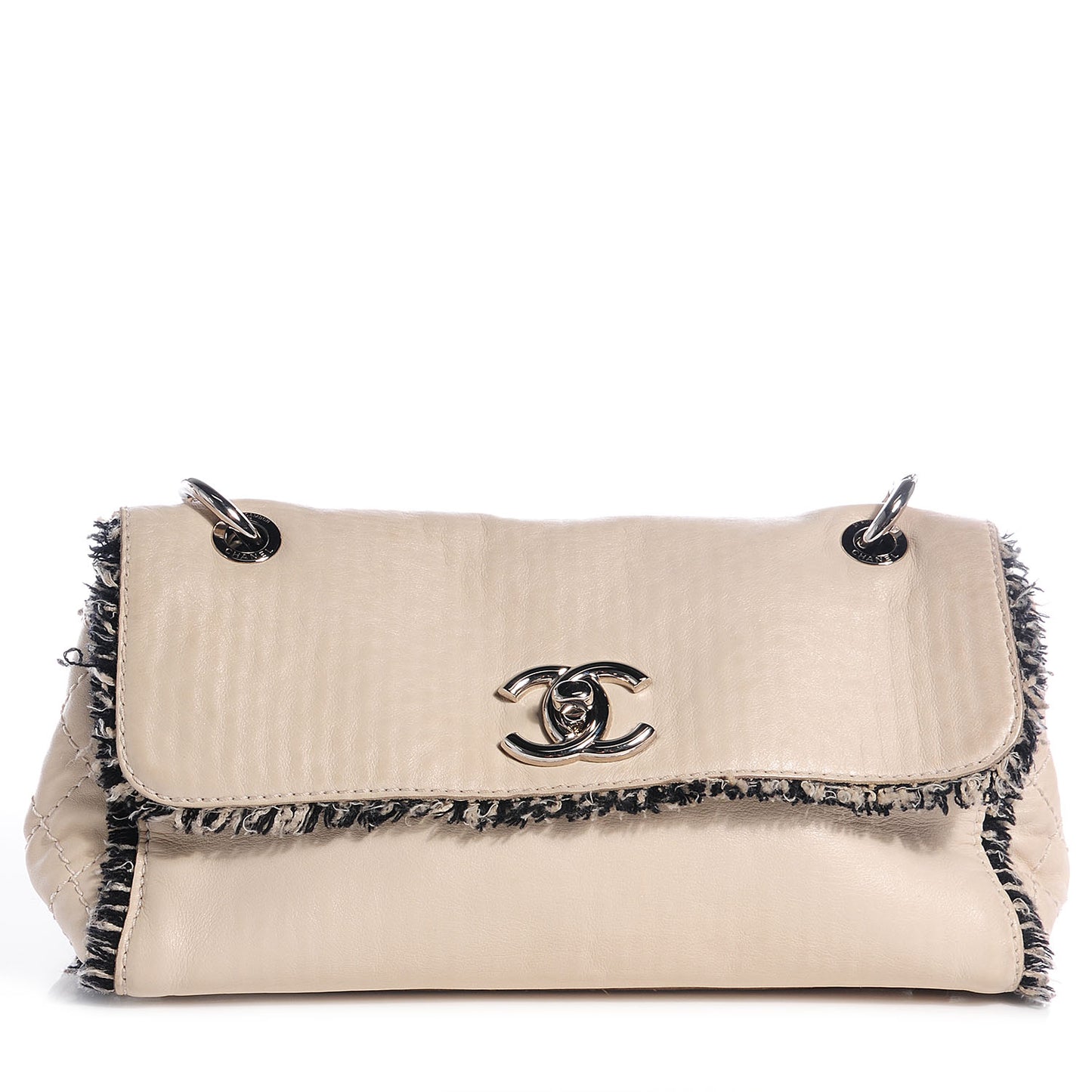 Calfskin Tweedy Flap Black Ivory