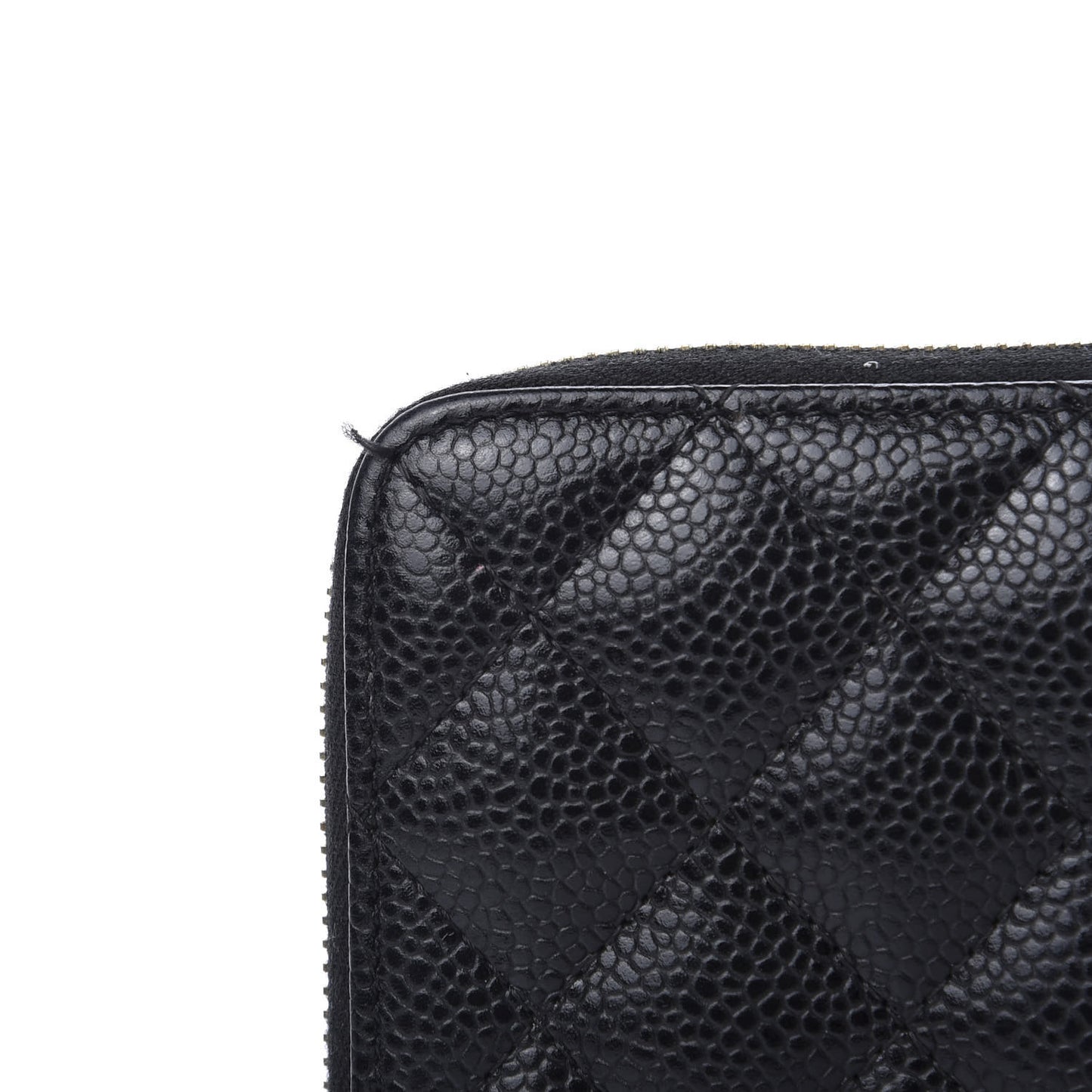 Caviar Quilted Large Gusset Zip Around Wallet Black