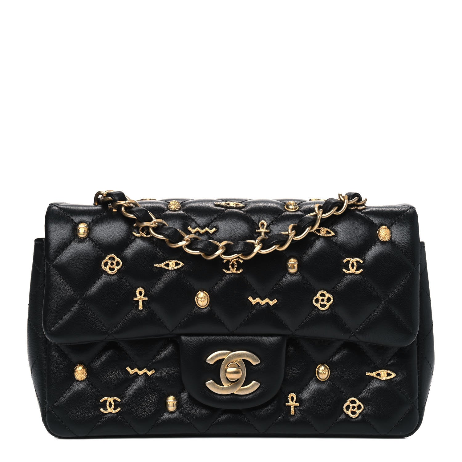 Chanel Lambskin Quilted Egyptian Amulet Mini Rectangular Flap Black 1 of 4