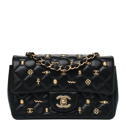 Chanel Lambskin Quilted Egyptian Amulet Mini Rectangular Flap Black 1 of 4