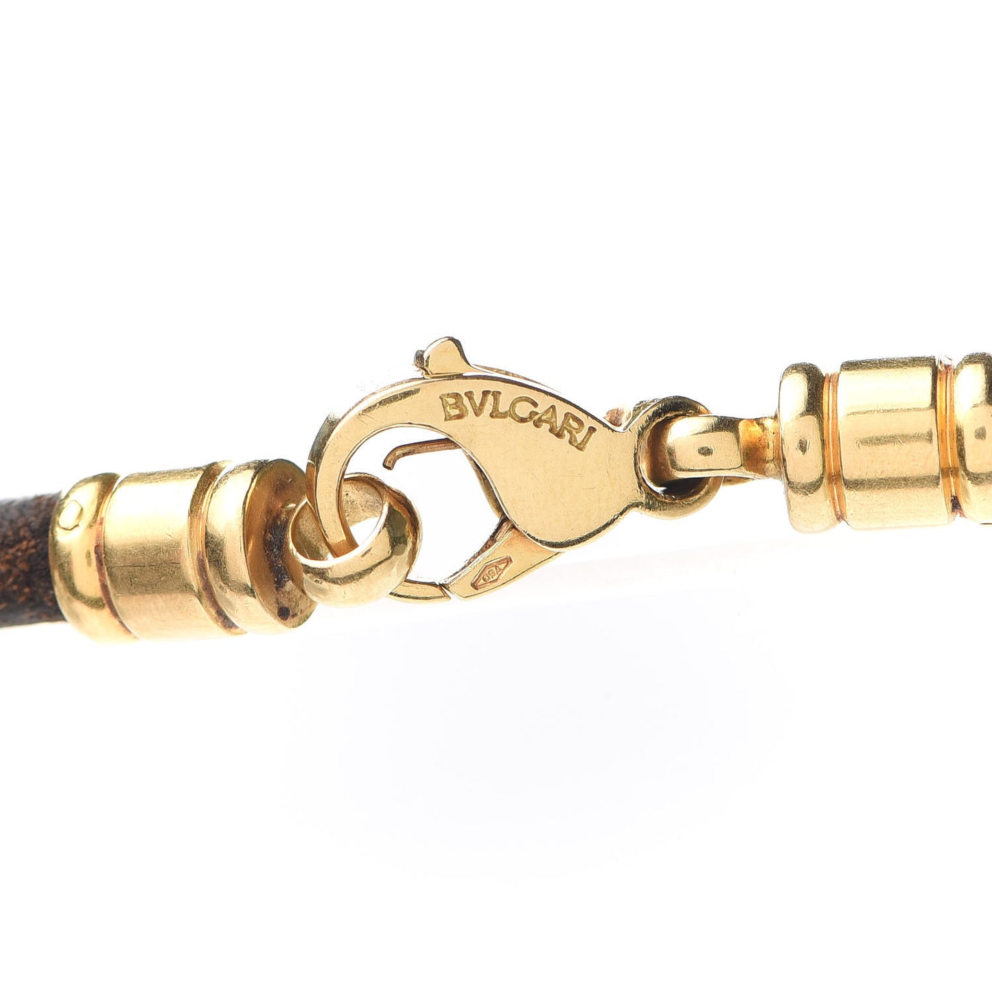 18K Yellow Gold Leather B.Zero1 Pendant Necklace Brown