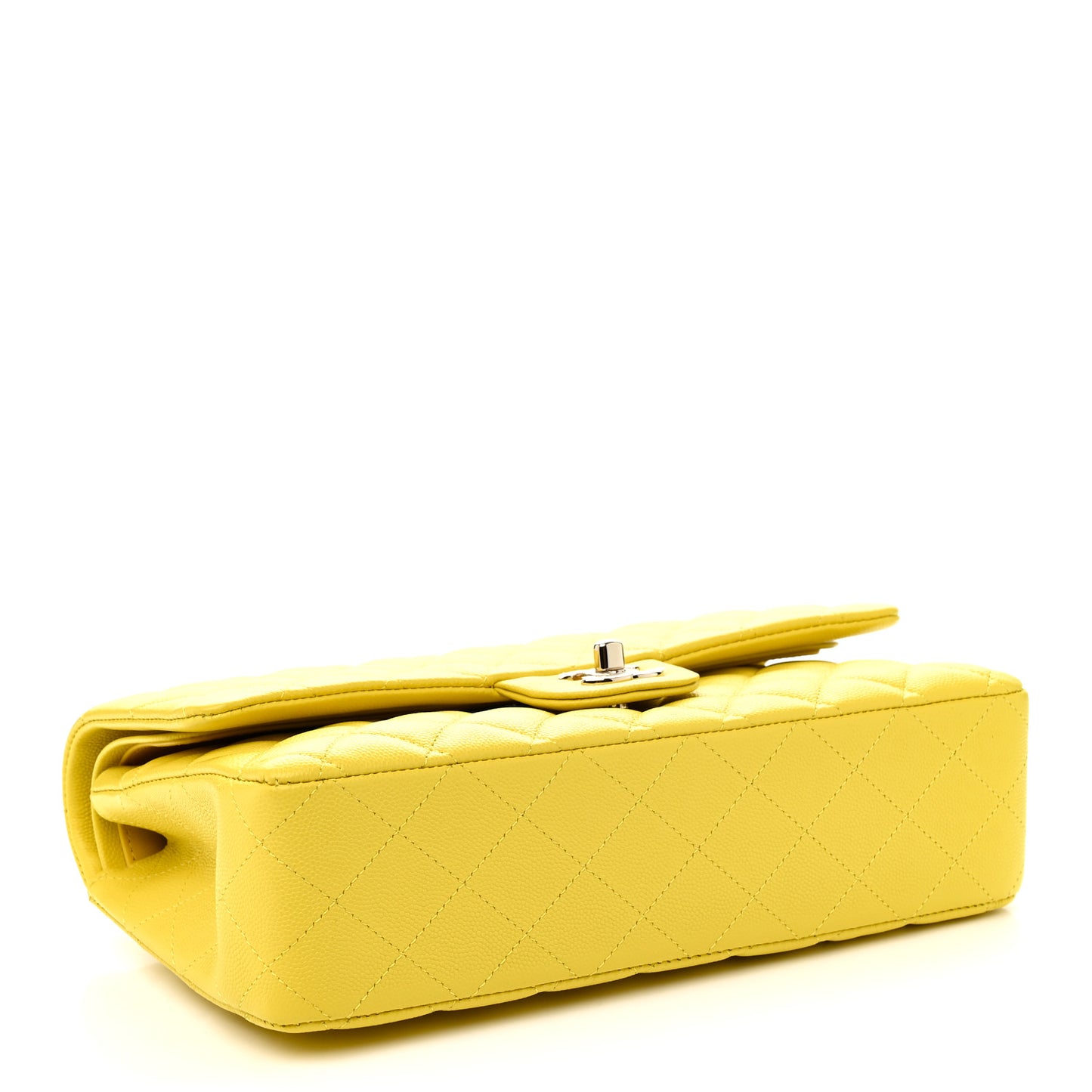 Caviar Quilted Medium Double Flap Yellow