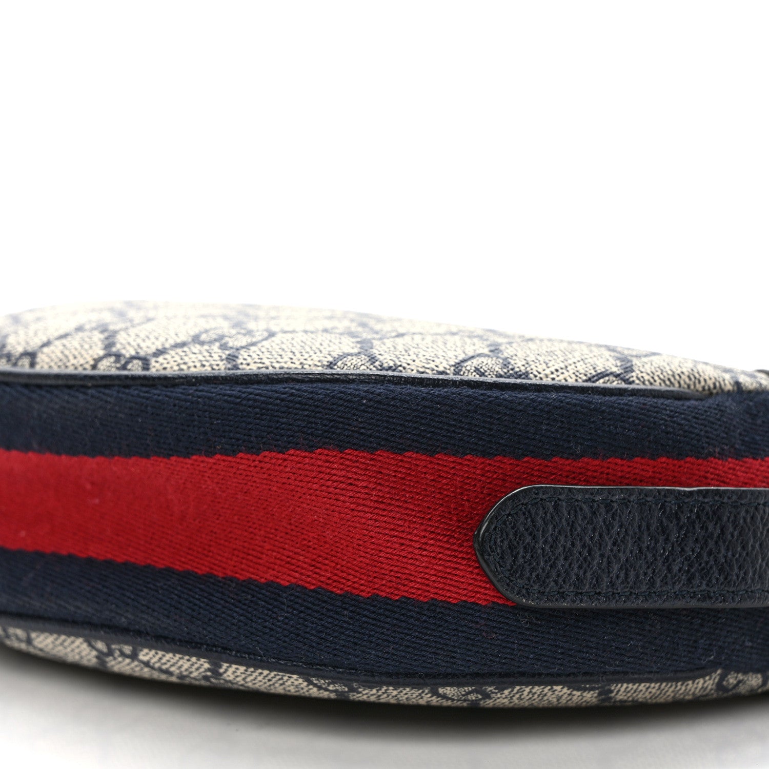 Gucci GG Supreme Monogram Textured Dollar Calfskin Web Mini Ophidia Half Moon Hobo Beige Blue 8 of 8
