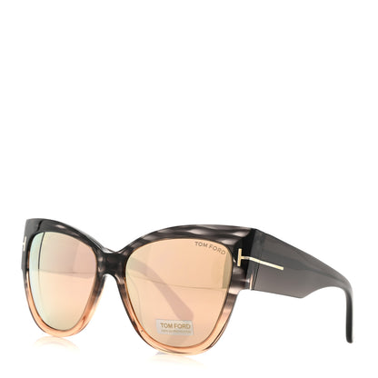 Tom Ford Acetate Anoushka Cat Eye Sunglasses TF371 Melange Grey Peach 1 of 9