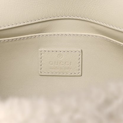Gucci Merino Wool Medium Maxi Horsebit Chain Shoulder Bag Off White 6 of 9