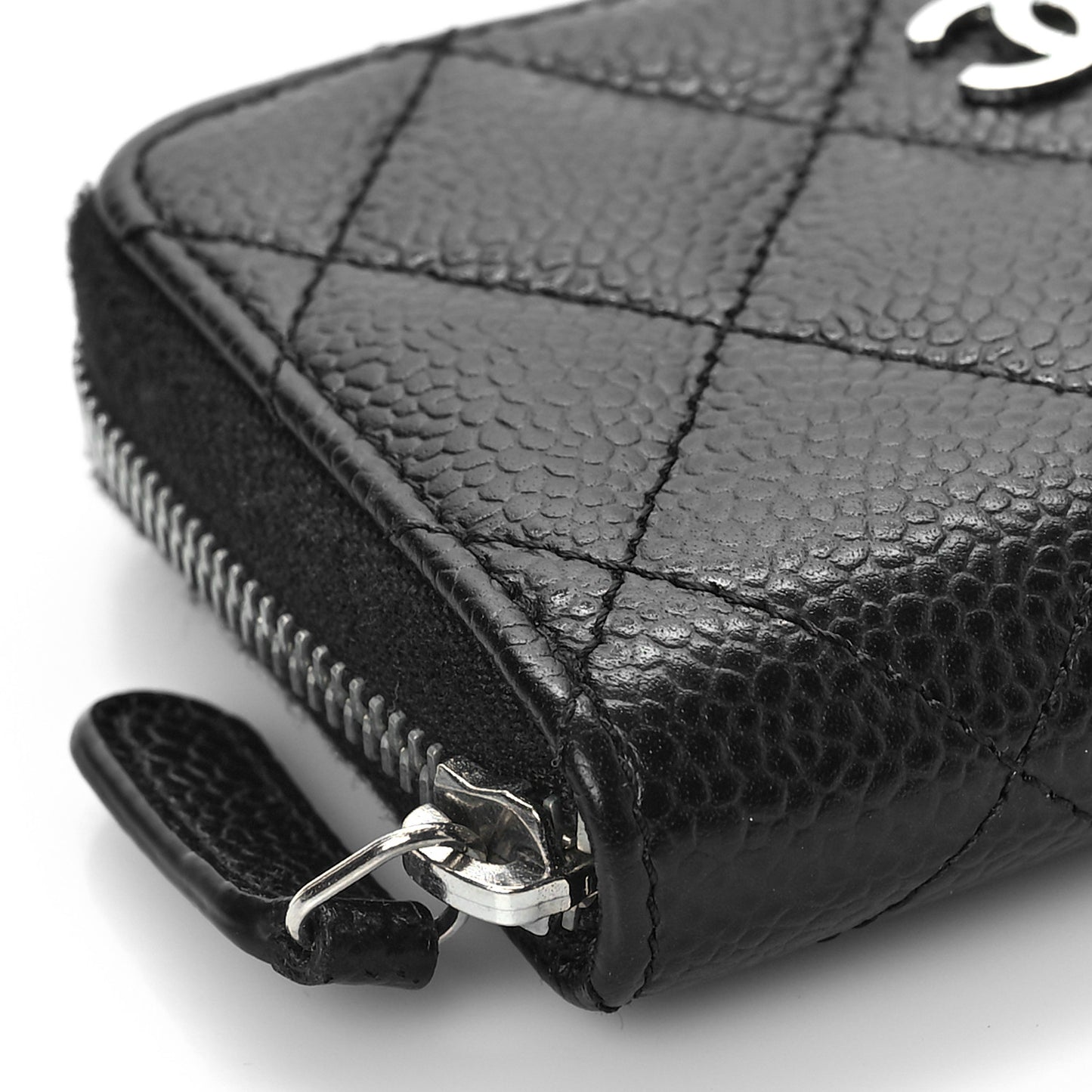 Caviar Quilted Zip Coin Purse Black