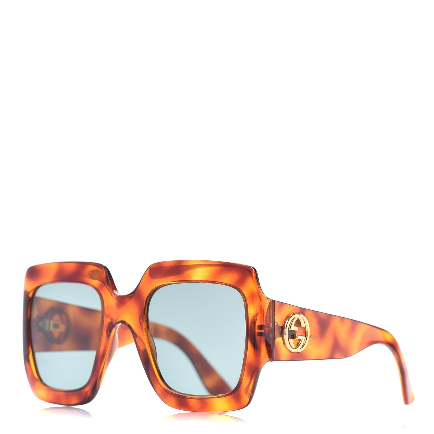 Gucci Acetate Square Frame Sunglasses GG 0053S Havana 1 of 6