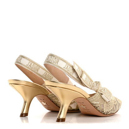 Christian Dior Macrame Lurex Embroidered J'adior Slingback 65mm Pumps 36.5 Pale Gold 5 of 13