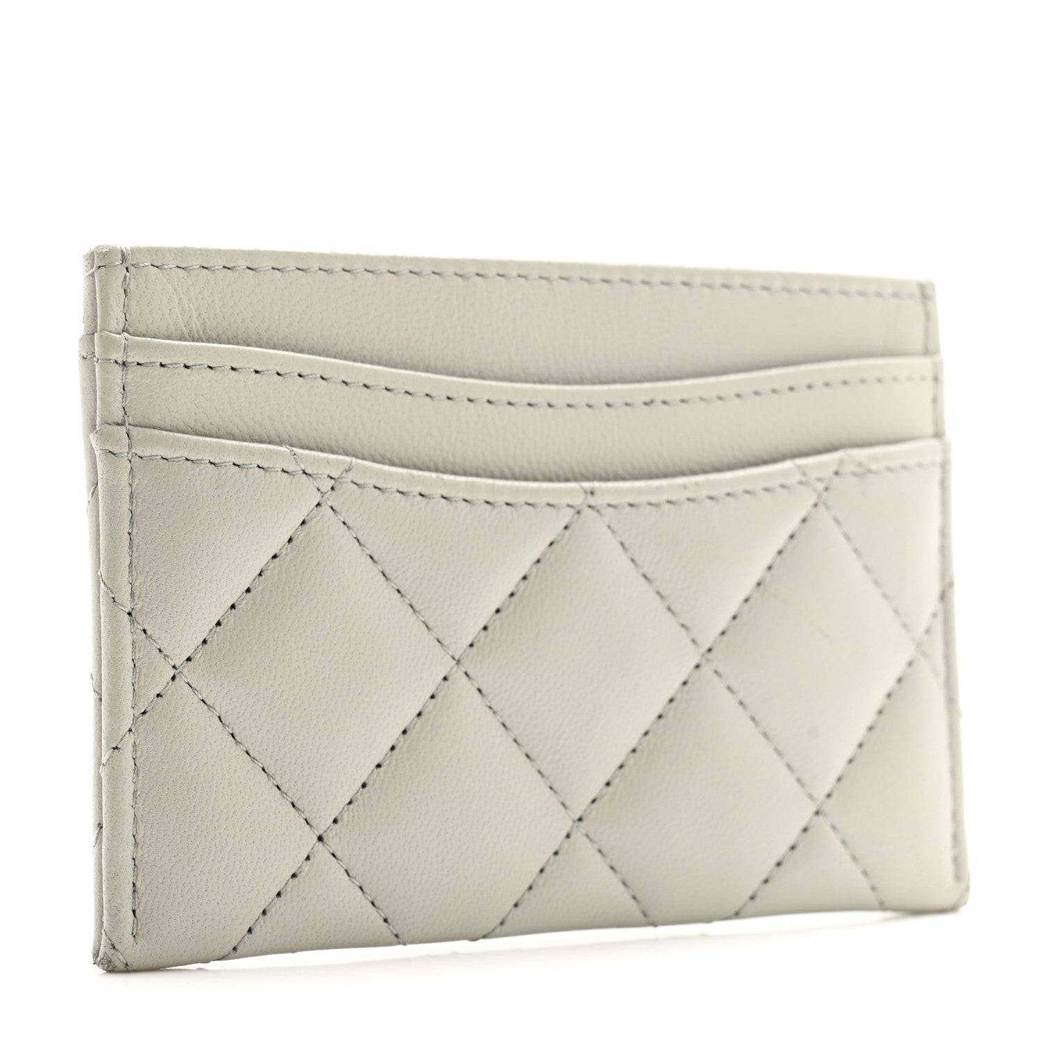 Chanel Lambskin Quilted Card Holder Grey 3 of 10