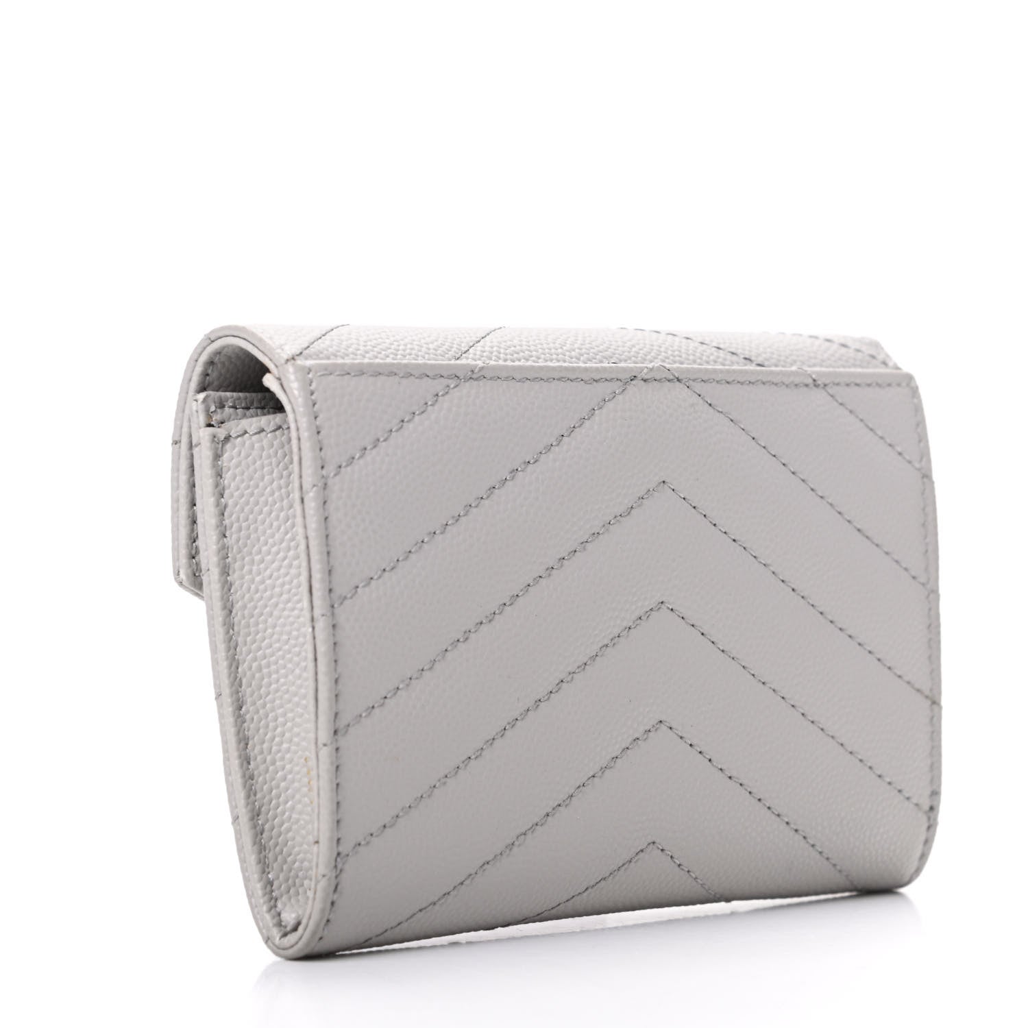 Saint Laurent Grain De Poudre Matelasse Chevron Small Monogram Envelope Wallet Souris 3 of 6