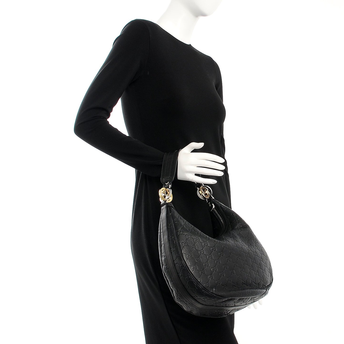 Guccissima Medium GG Twins Hobo Black