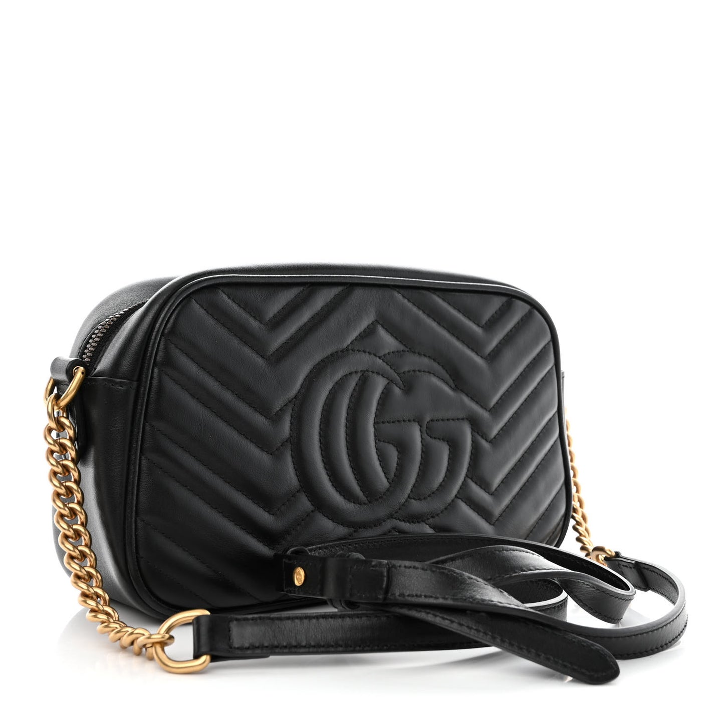 Calfskin Matelasse Small GG Marmont Chain Shoulder Bag Black
