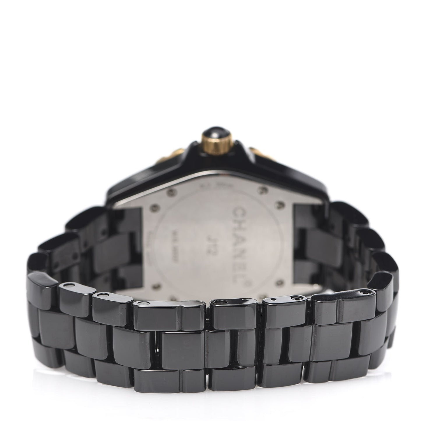 Stainless Steel 18K Yellow Gold Ceramic Diamond 38mm J12 Quartz Watch Black