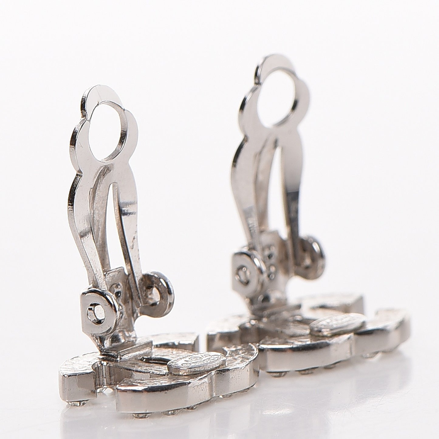 Crystal CC Clip On Earrings Silver