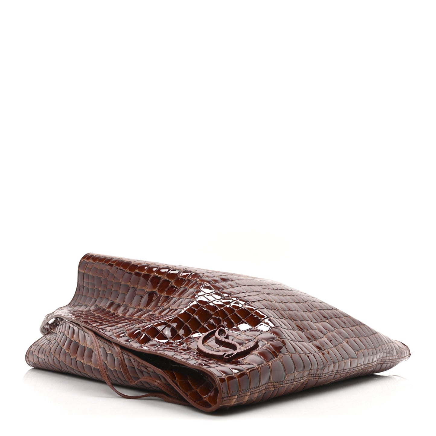 Patent Calfskin Crocodile Embossed Le 54 Tote Acajou