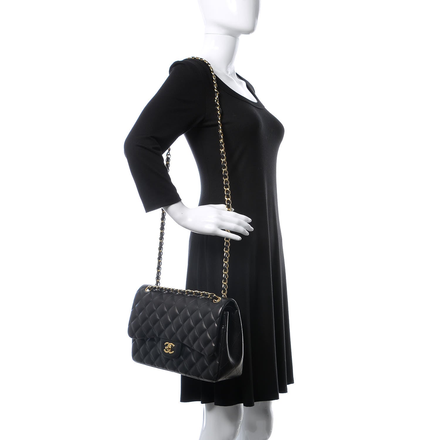 Chanel Lambskin Quilted Jumbo Double Flap Black 3 of 8