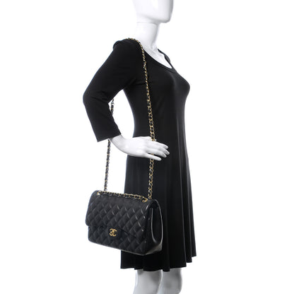Chanel Lambskin Quilted Jumbo Double Flap Black 3 of 8