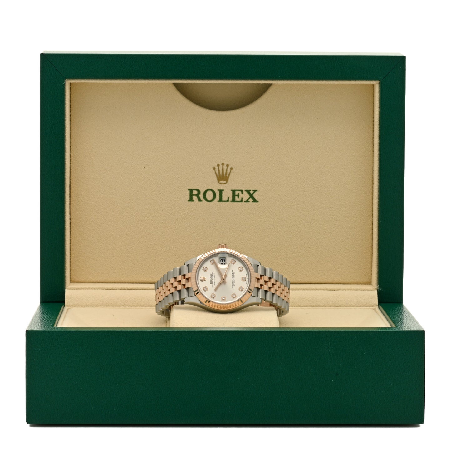 Stainless Steel 18K Everose Gold Diamond 31mm Oyster Perpetual Datejust Watch Silver 178271