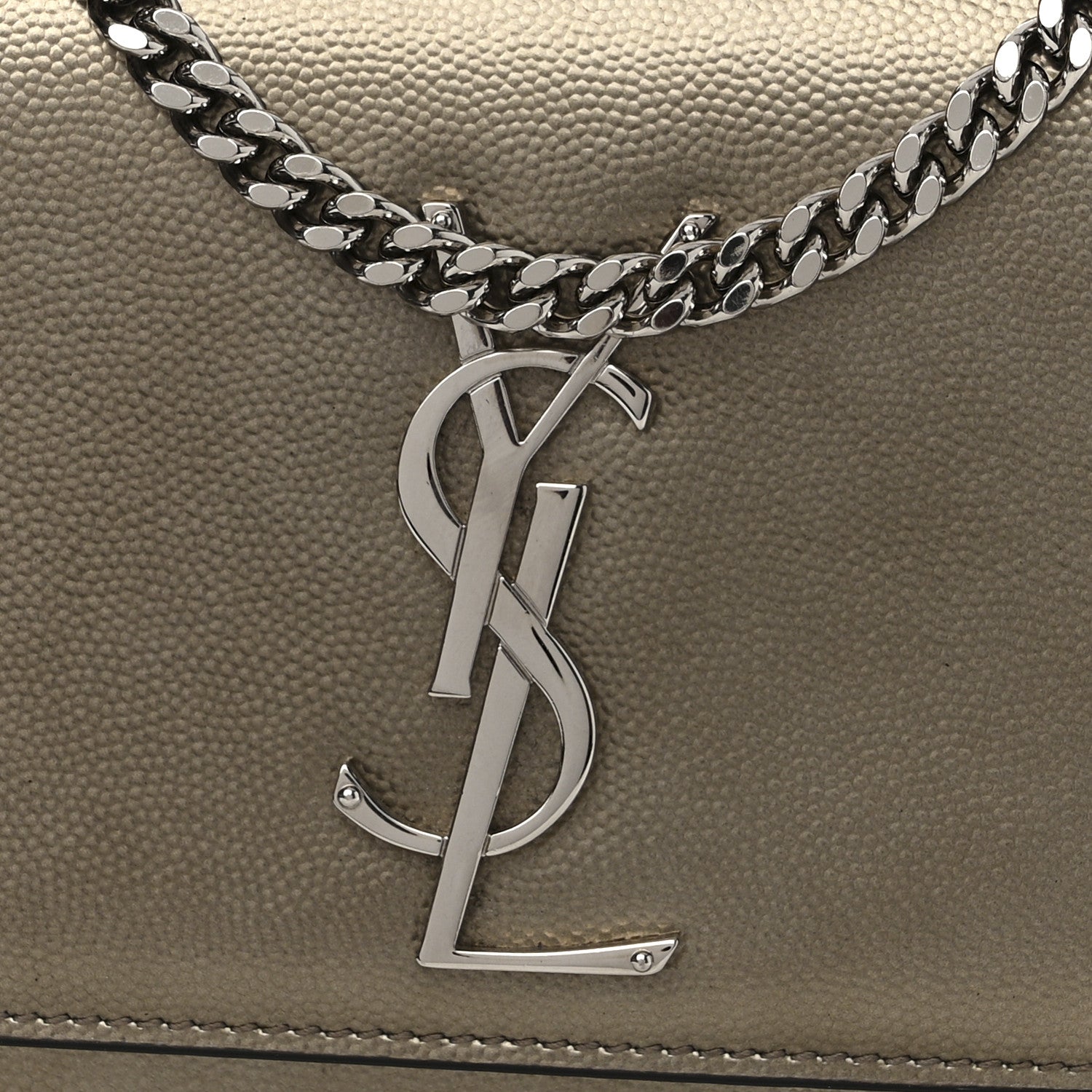 Saint Laurent Grain De Poudre Small Monogram Kate Satchel Gold 7 of 11