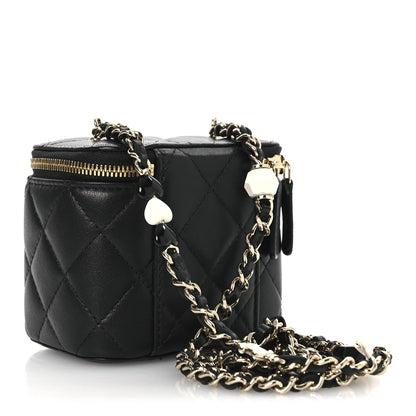 Chanel Lambskin Quilted Mini Enamel Vanity Case With Chain Black 3 of 12