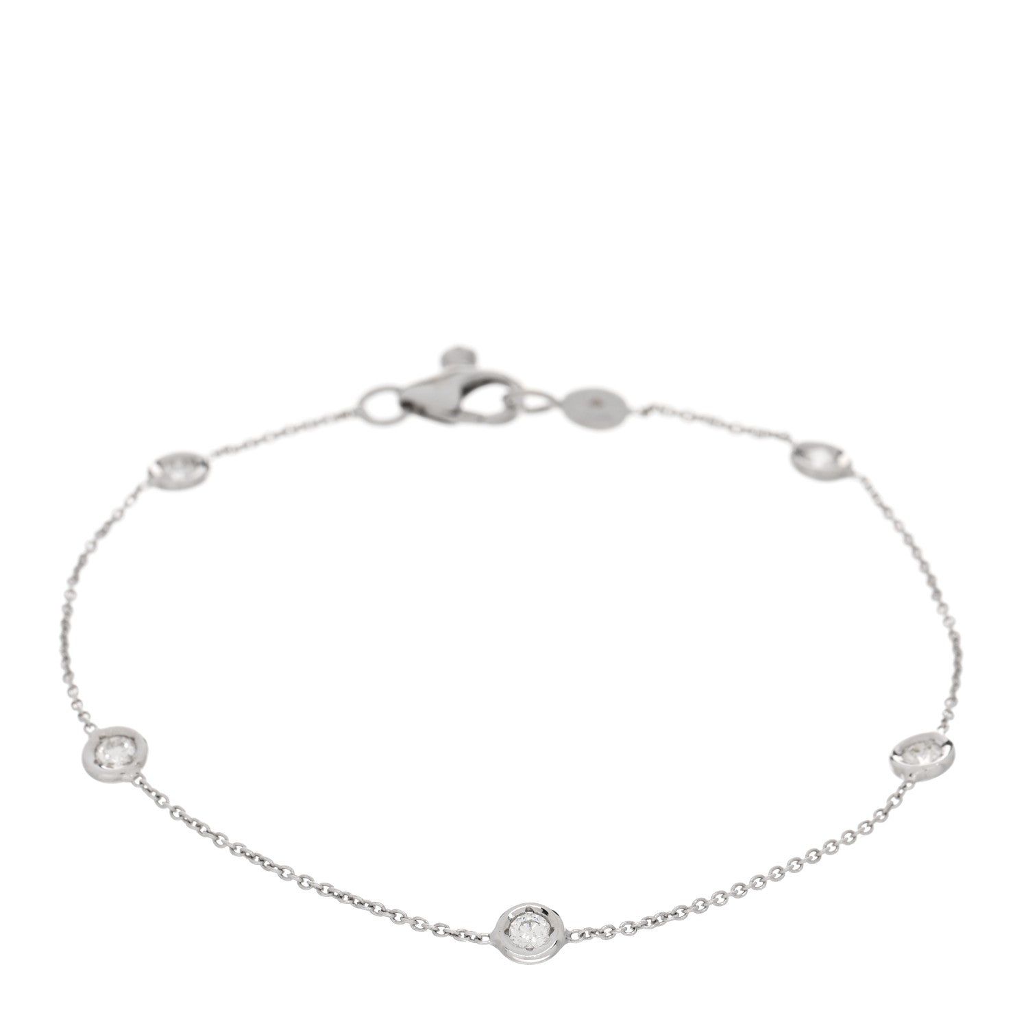 Roberto Coin ROBERTO COIN 18K White Gold Diamond By the Inch Five Station Bracelet 1 of 3