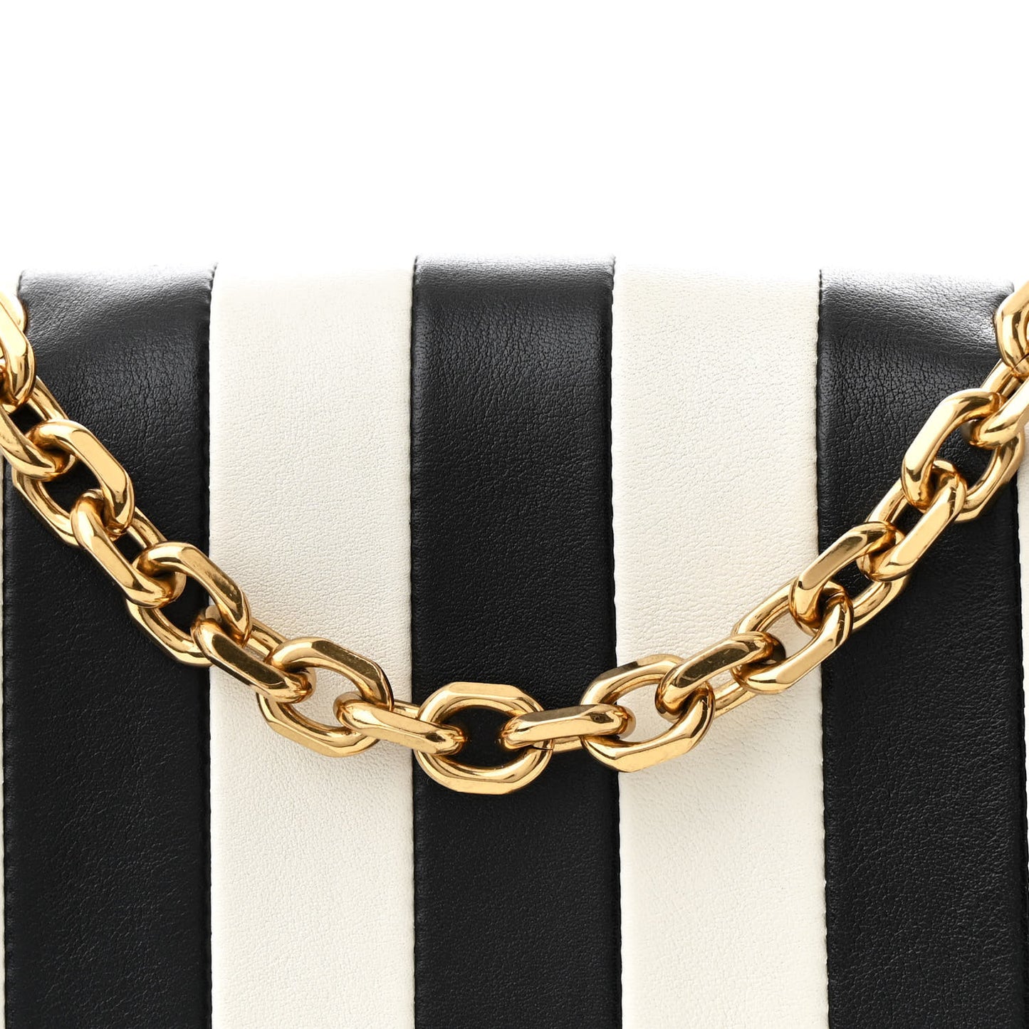 Shiny Calfskin Stripes Small C Bag Black