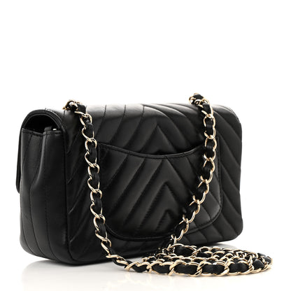 Chanel Lambskin Chevron Quilted Mini Rectangular Flap Black 3 of 16