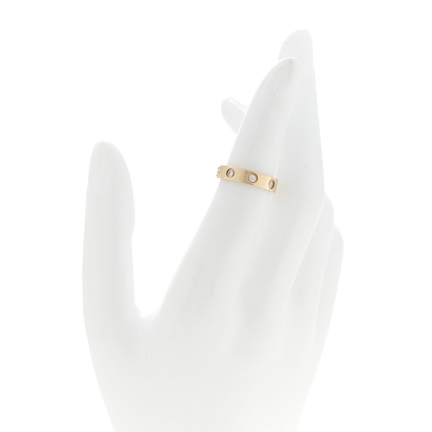 Cartier 18K Yellow Gold 8 Diamond 4mm LOVE Wedding Band Ring 48 4.5 2 of 4