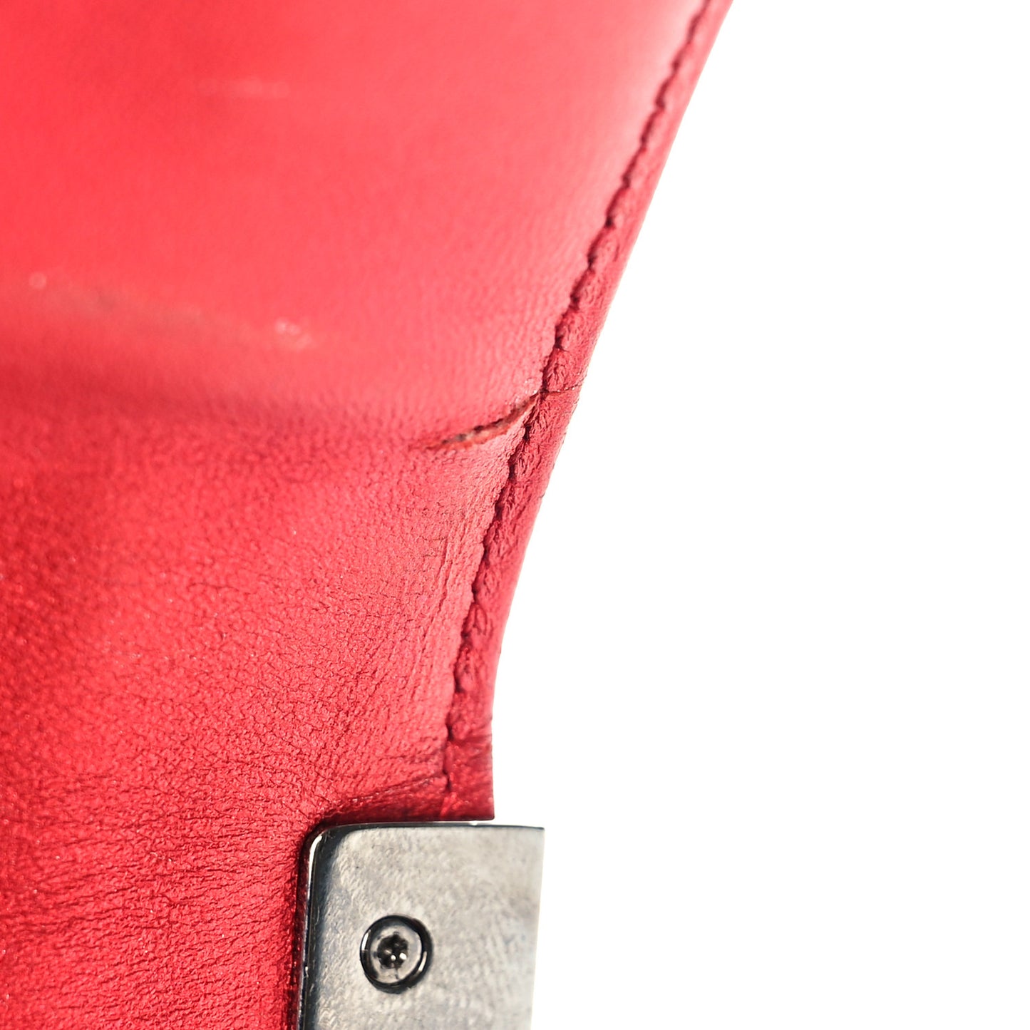 Metallic Patent Calfskin Quilted Medium Boy Flap Red