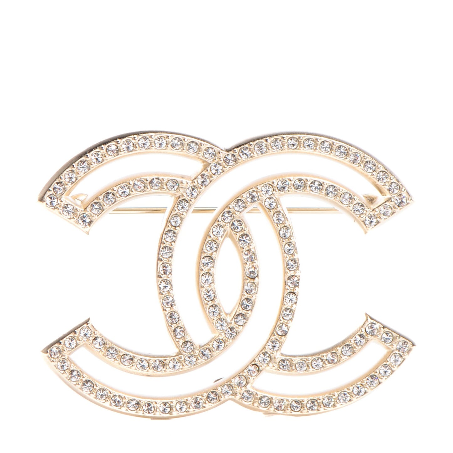 Crystal CC Brooch Gold