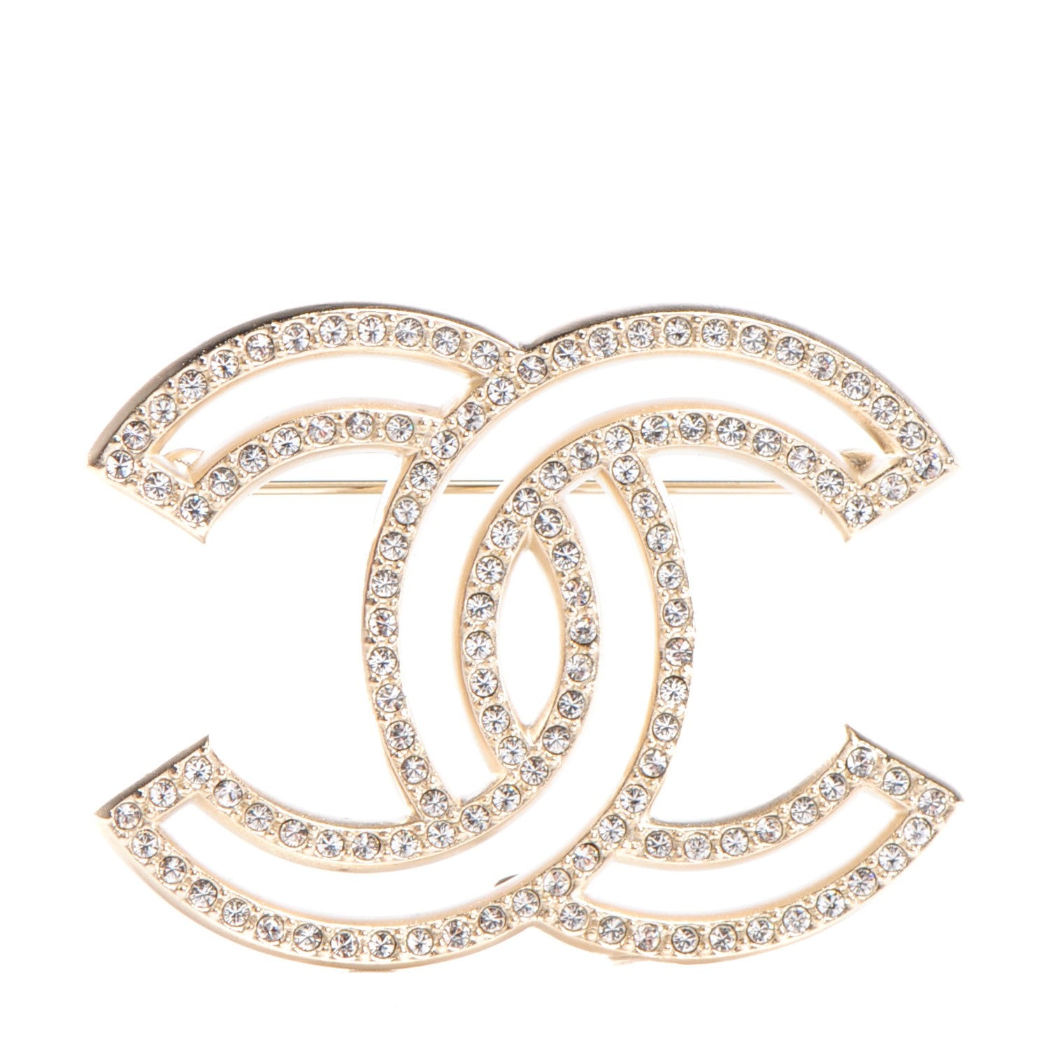 Chanel Crystal CC Brooch Gold 1 of 5