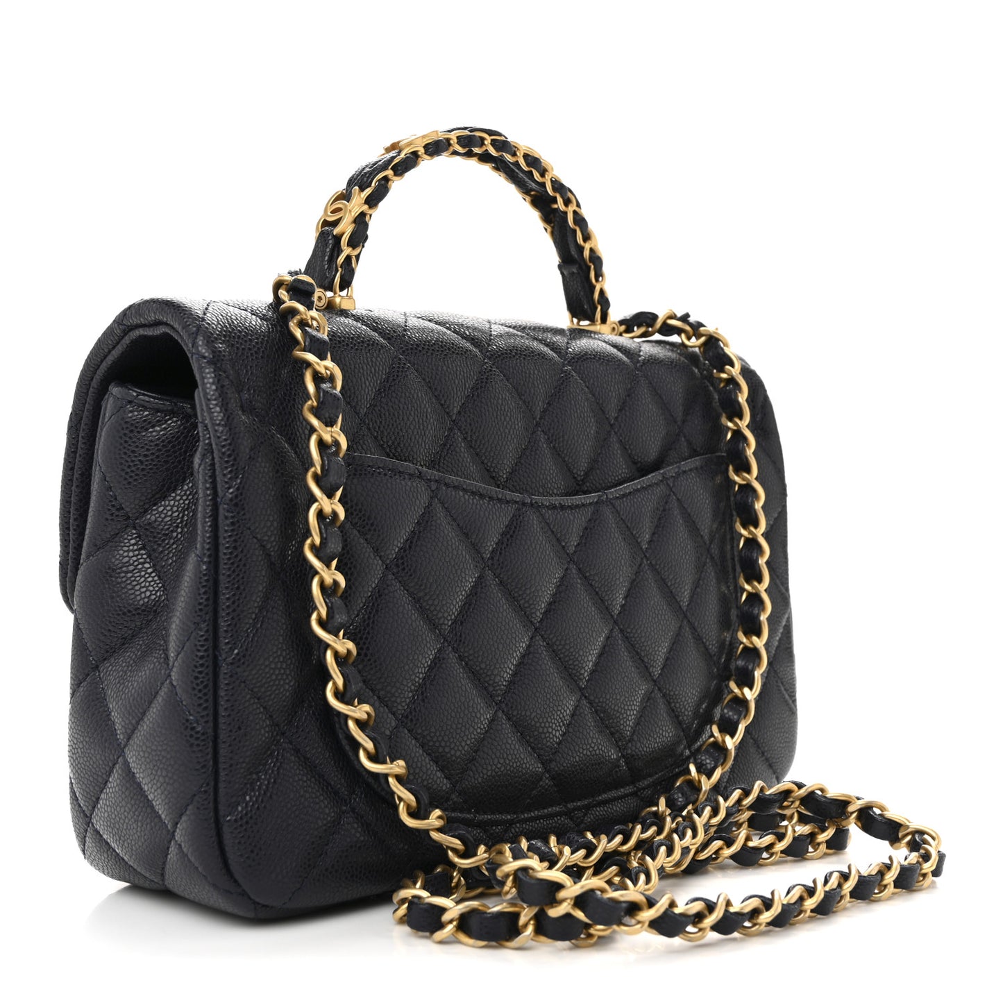 Caviar Quilted Small Handy CC Flap Navy
