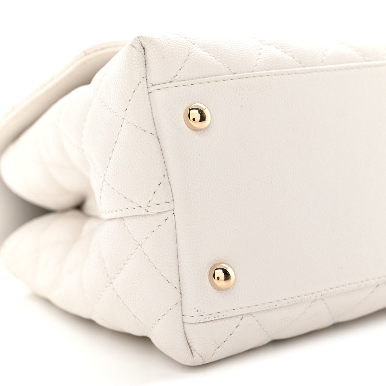 Chanel Caviar Quilted Small Coco Handle Flap White 9 of 11