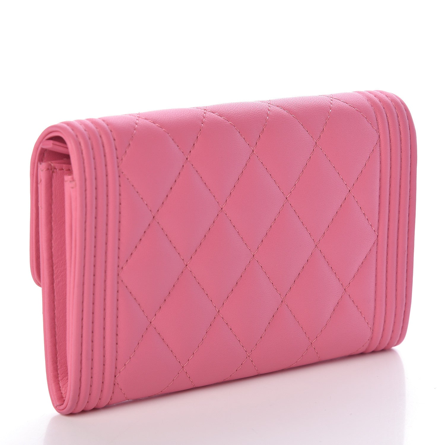 Chanel Lambskin Quilted Medium Boy Flap Wallet Pink 3 of 9