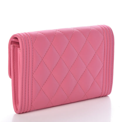 Chanel Lambskin Quilted Medium Boy Flap Wallet Pink 3 of 9