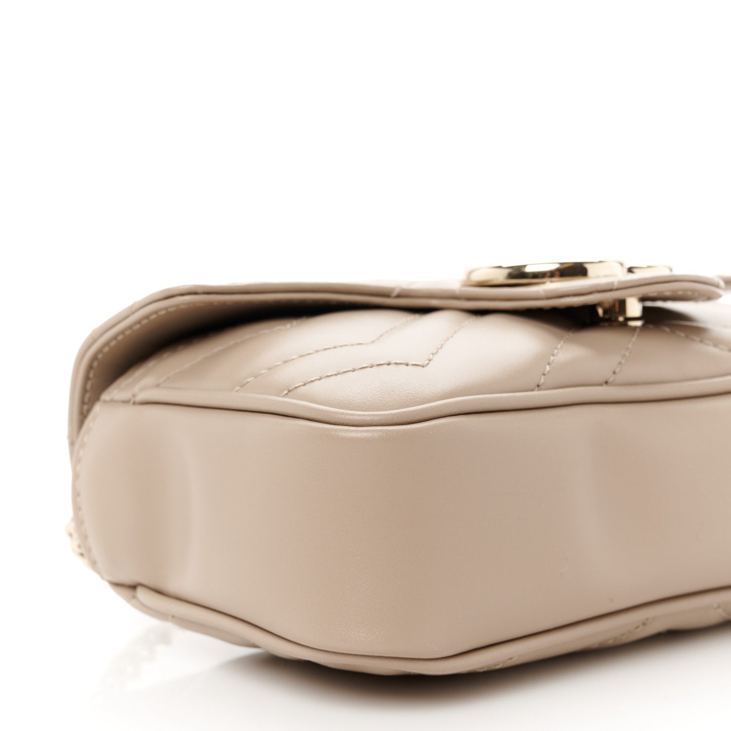 Calfskin Matelasse Super Mini GG Marmont Shoulder Bag Taupe