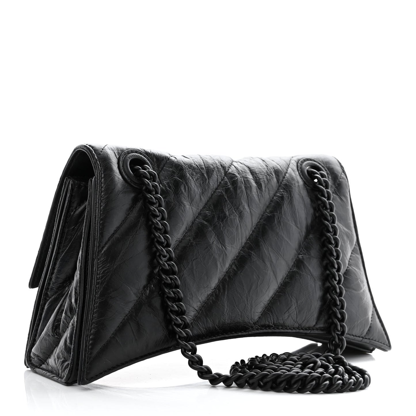 Crushed Calfskin Quilted Matte Black Hardware Small Crush Chain Bag Black